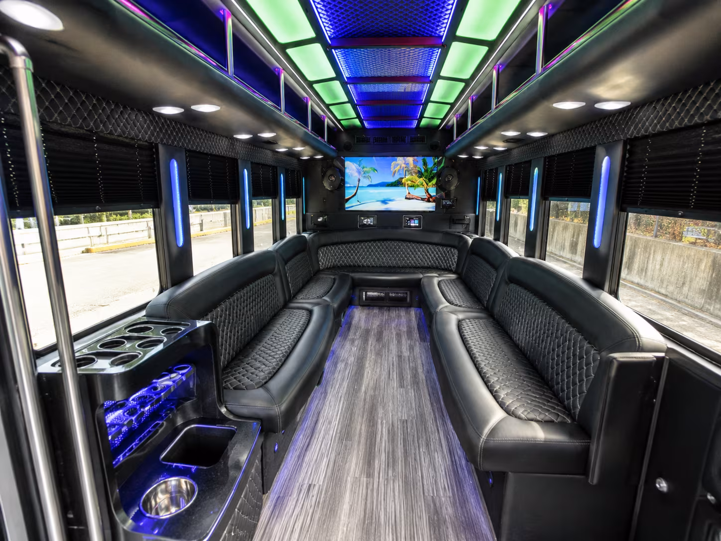 eagle mountain 18 passenger party bus inside