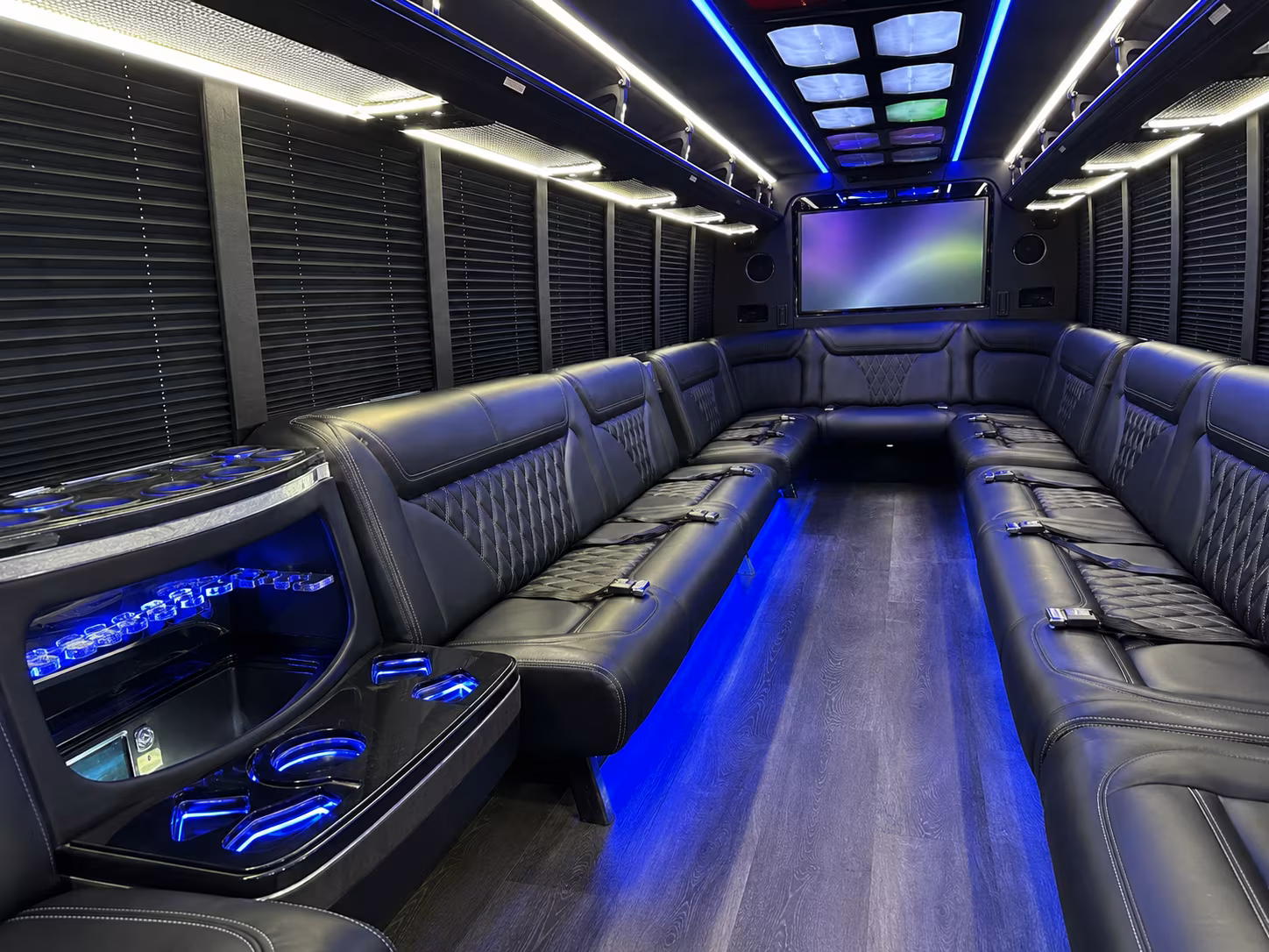 eagle mountain 20 passenger party bus inside