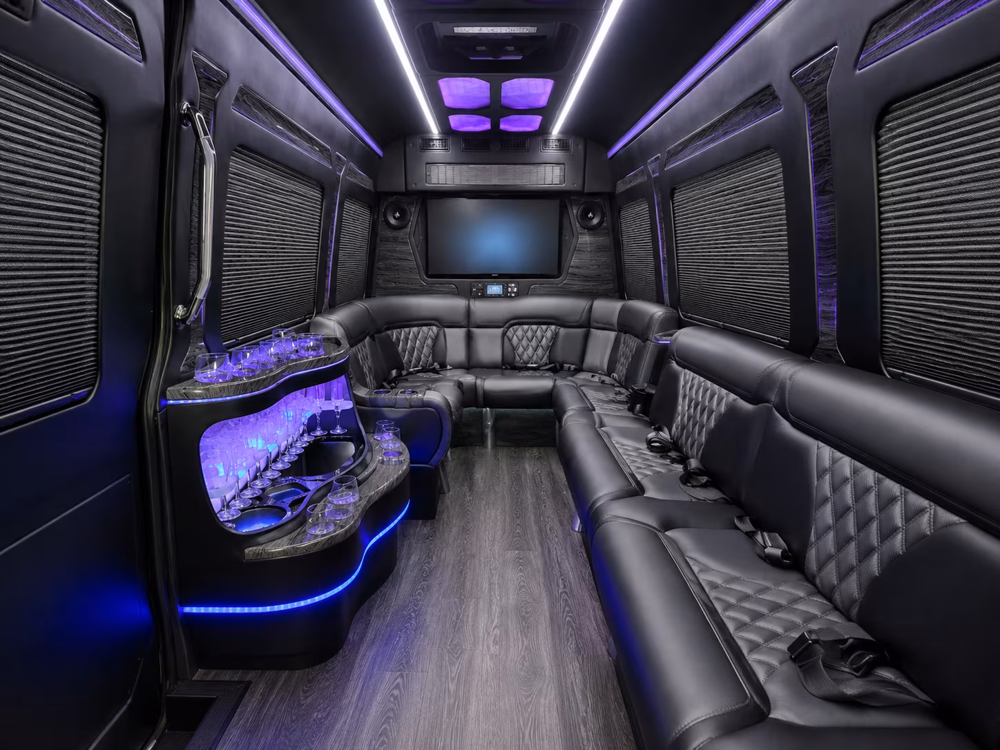 eagle mountain 50 passenger party bus inside