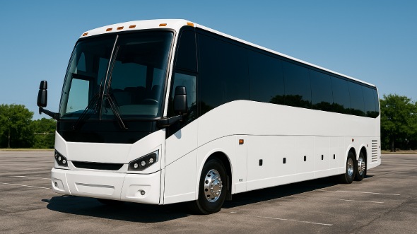 Exterior of Charter Bus Company Eagle Mountain's 50 Passenger Charter Bus in Eagle Mountain
