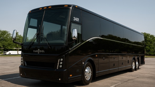 Exterior of Charter Bus Company Eagle Mountain's 54 Passenger Charter Bus in Eagle Mountain