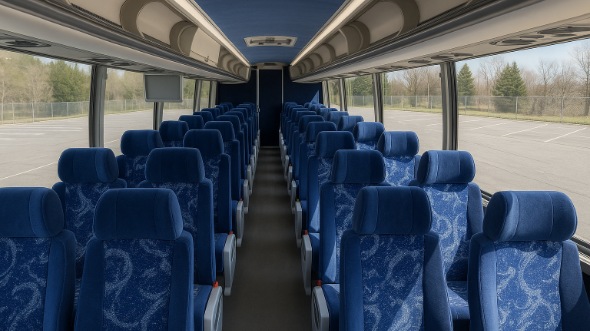 Interior of Charter Bus Company Eagle Mountain's 54 Passenger Charter Bus in Eagle Mountain