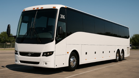 Exterior of Charter Bus Company Eagle Mountain's 55 Passenger Charter Bus in Eagle Mountain