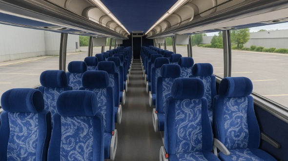Interior of Charter Bus Company Eagle Mountain's 55 Passenger Charter Bus in Eagle Mountain
