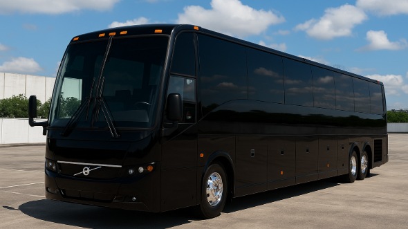 Exterior of Charter Bus Company Eagle Mountain's 56 Passenger Charter Bus in Eagle Mountain