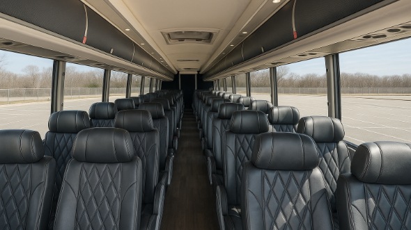 Interior of Charter Bus Company Lehi's 56 Passenger Charter Bus in Lehi