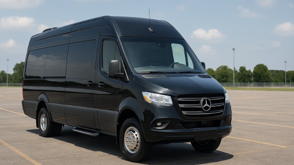Exterior of Charter Bus Company Eagle Mountain's Sprinter Limo in Eagle Mountain