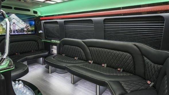Interior of Charter Bus Company Lehi's Sprinter Limo in Lehi