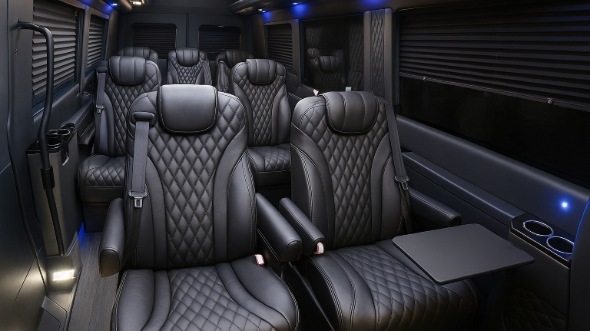 Interior of Charter Bus Company Eagle Mountain's Sprinter Van Rental With Driver in Eagle Mountain